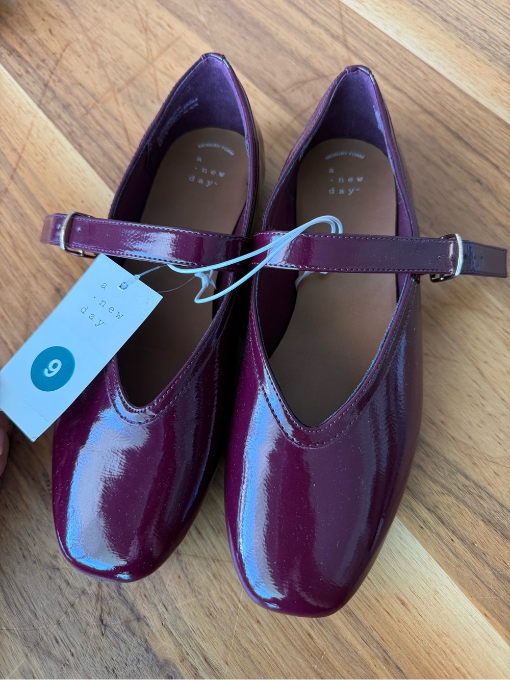 a new day Glossy Mary Jane Flats in Wine